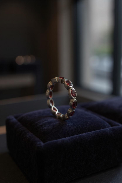 Crimson Loop - Garnet Band Ring | 925 Silver