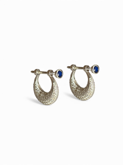 Crescent Hoops - CZ Hoop Earrings with Screw | 925 Silver
