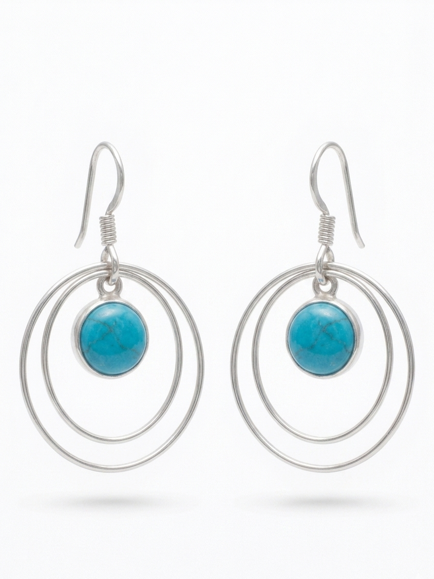 Turquoise Orbit — Turquoise Dangler Earrings | 925 Silver