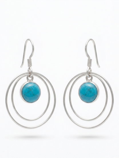 Turquoise Orbit — Turquoise Dangler Earrings | 925 Silver