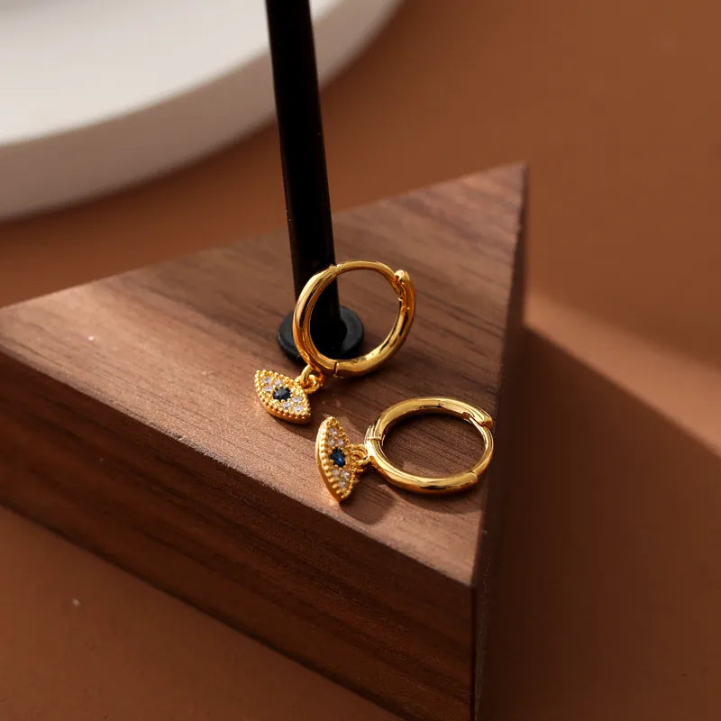 Evil Eye Stainless Steel Hoop Earrings