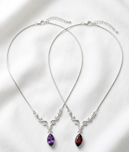 Wild Stag - Amethyst Stag Necklace in 925 Silver