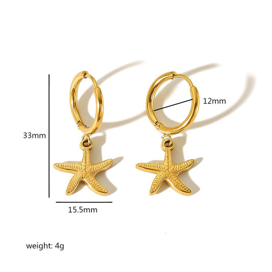 Starfish Stainless Steel Hoop Earrings