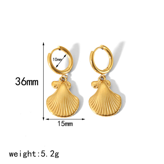 Shell Stainless Steel Hoop Earrings