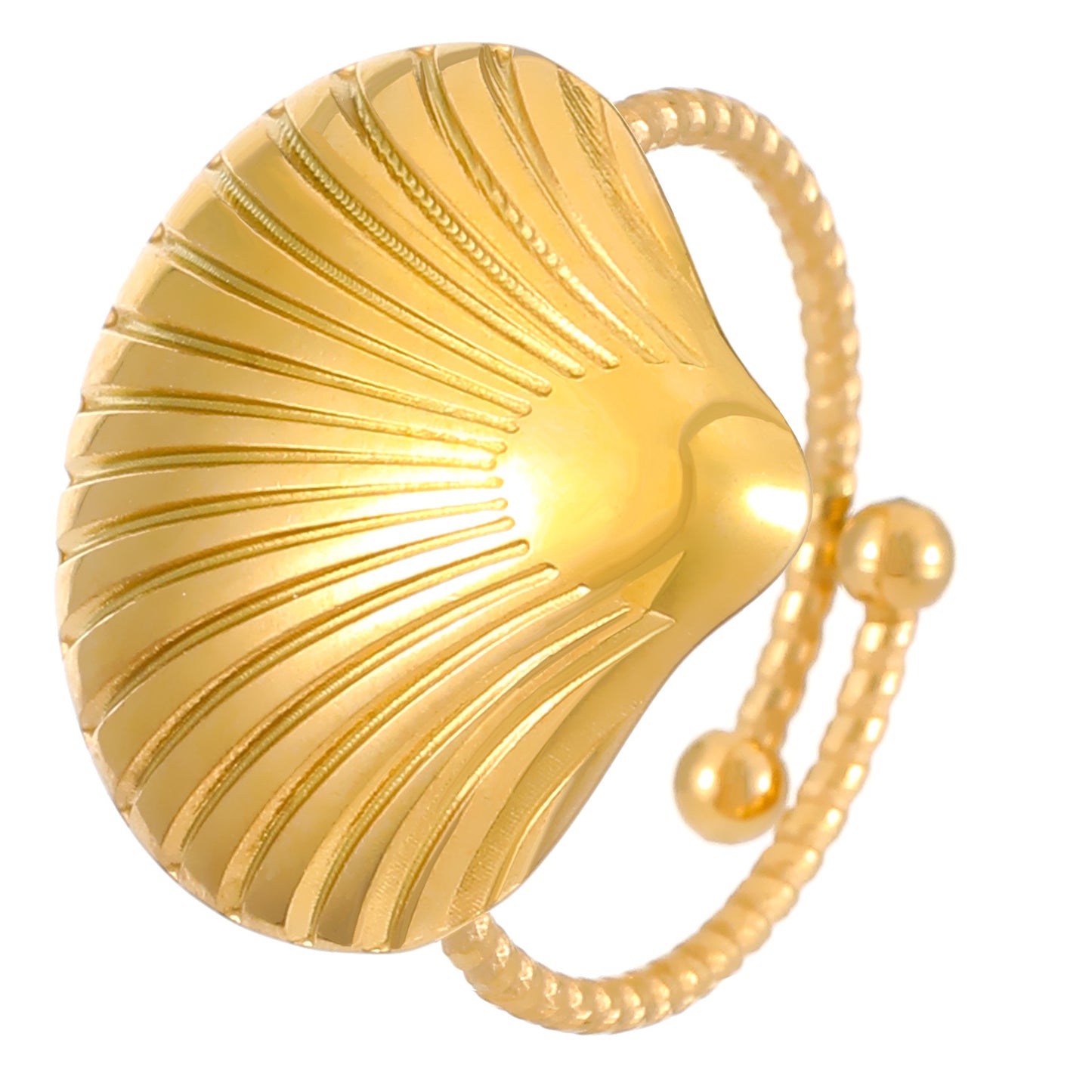 Seashell Stainless Steel Adjustable Ring