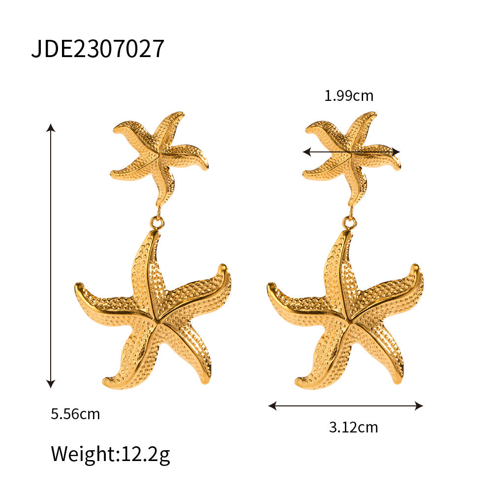 Double Starfish Stainless Steel Earrings