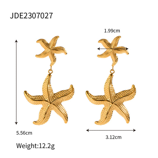 Double Starfish Stainless Steel Earrings