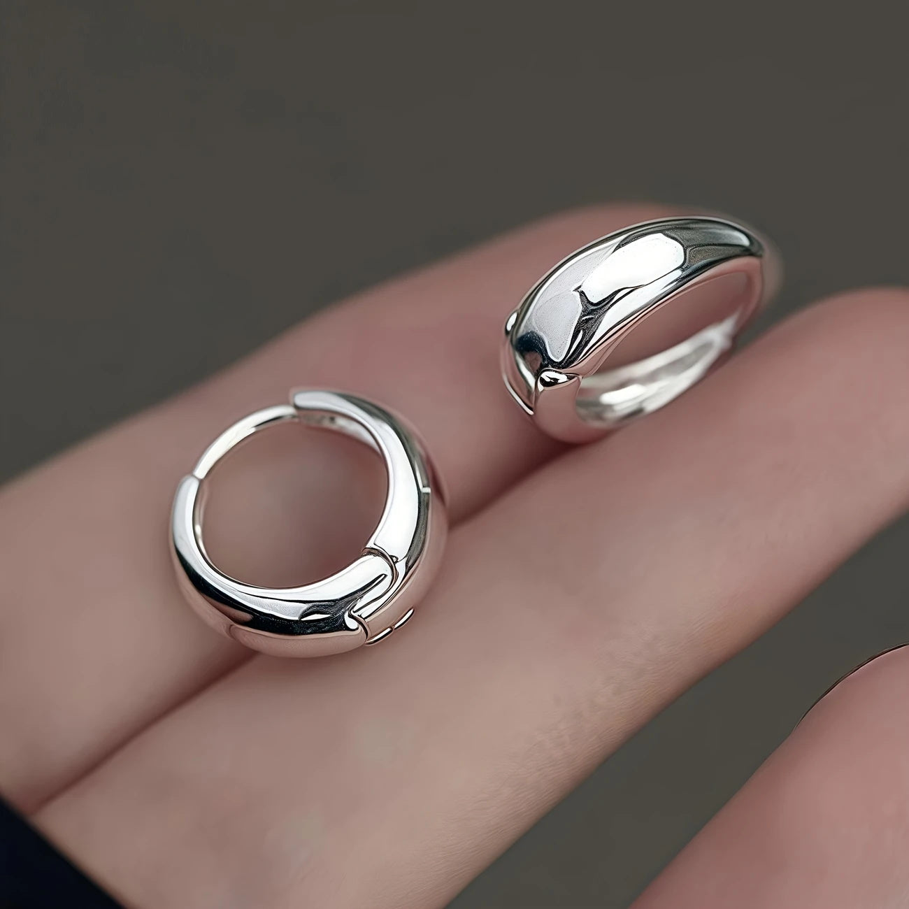 C Shape Stainless Steel Hoop Earrings