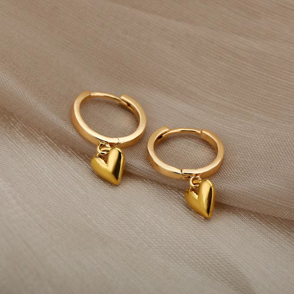 Hearts Stainless Steel Hoop Earrings