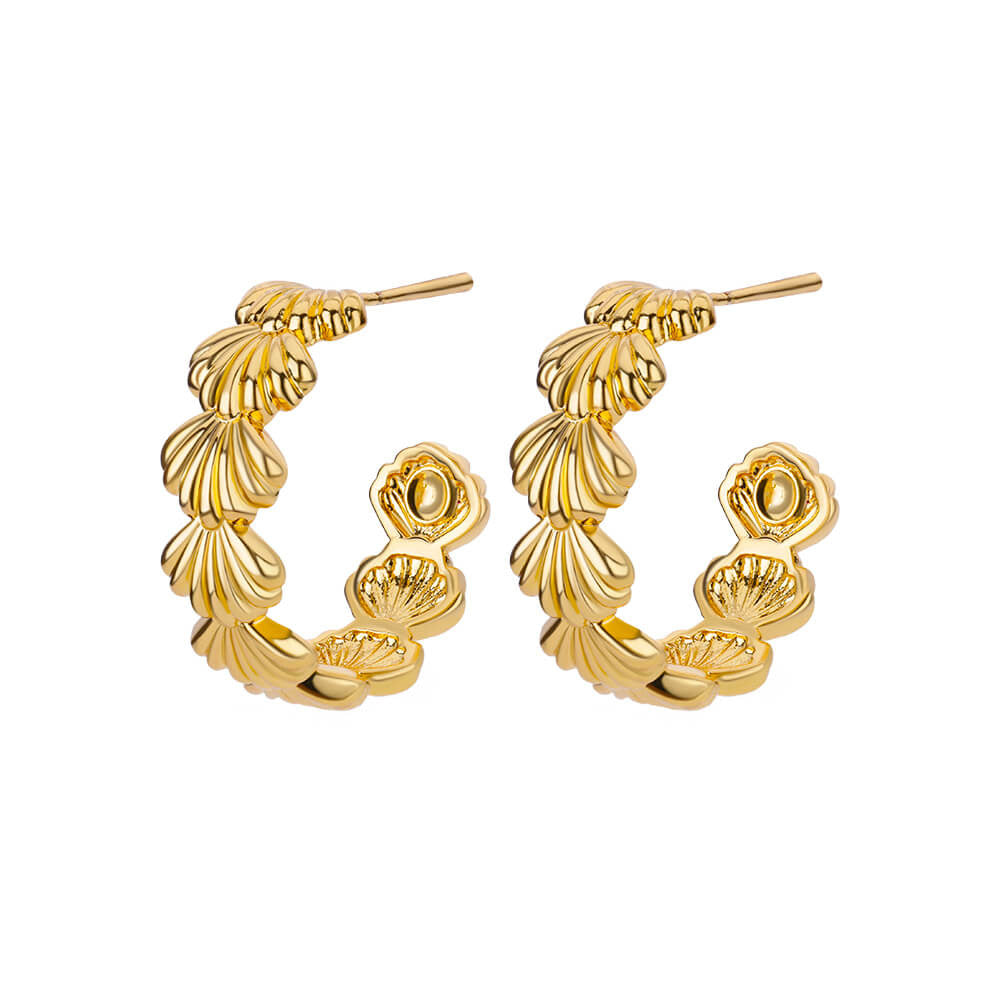 SeaShell Stainless Steel Hoop Earrings