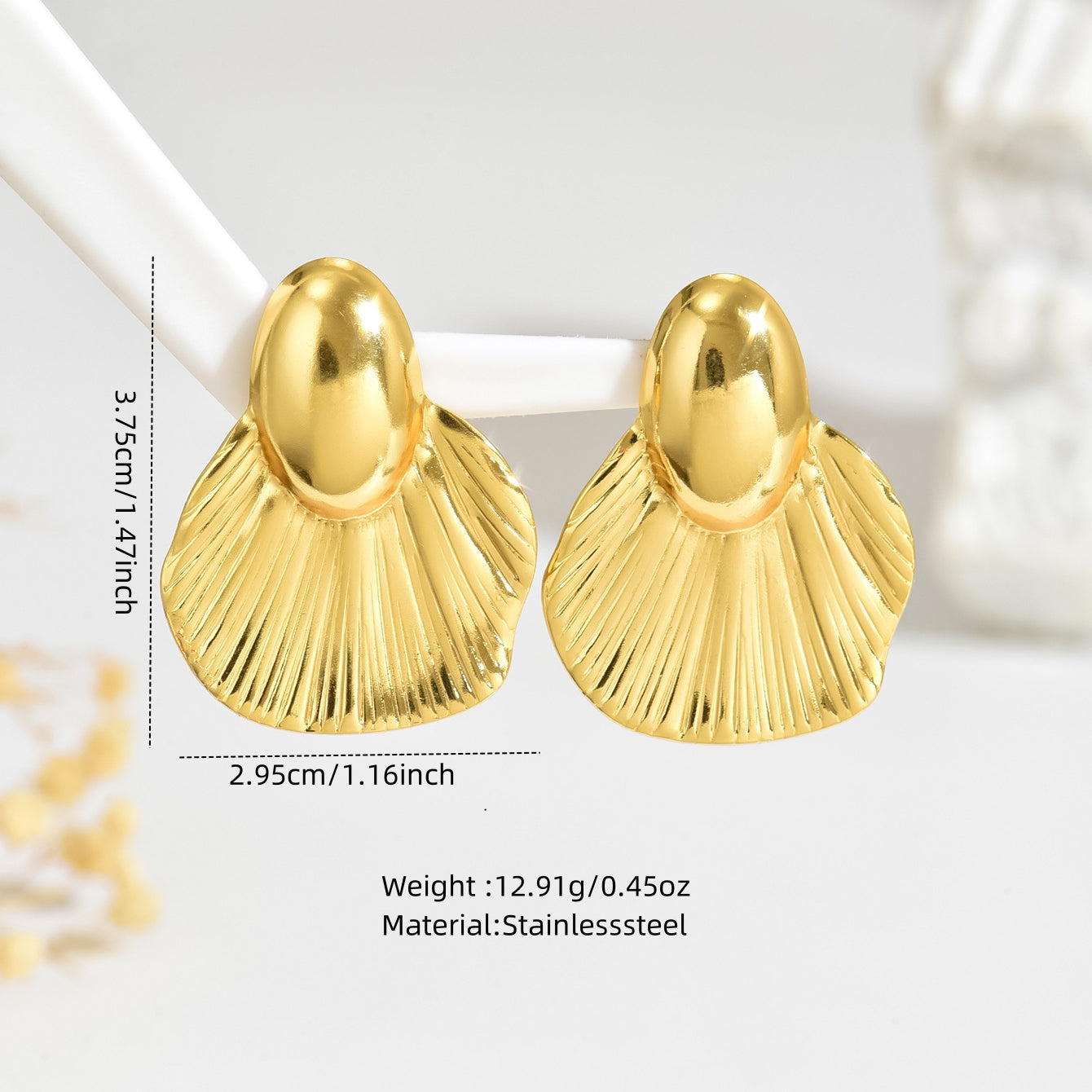 Plain Sea Shell Stainless Steel Earrings