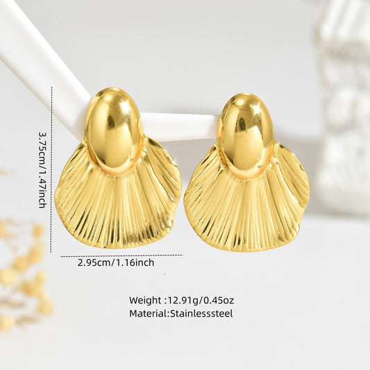 Plain Sea Shell Stainless Steel Earrings