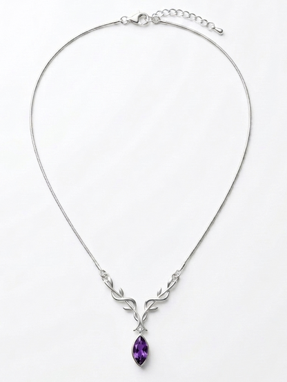 Wild Stag - Amethyst Stag Necklace in 925 Silver