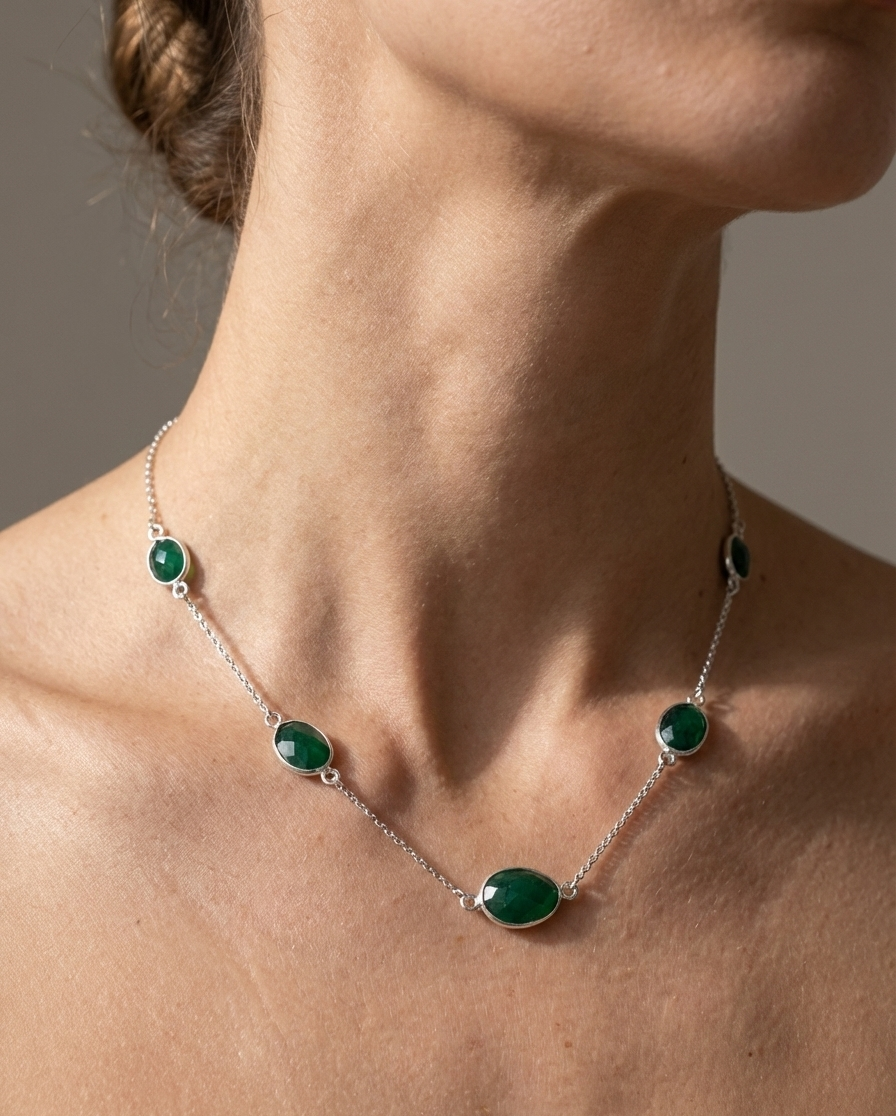 Still Green - Green Onyx Necklace | 925 Silver