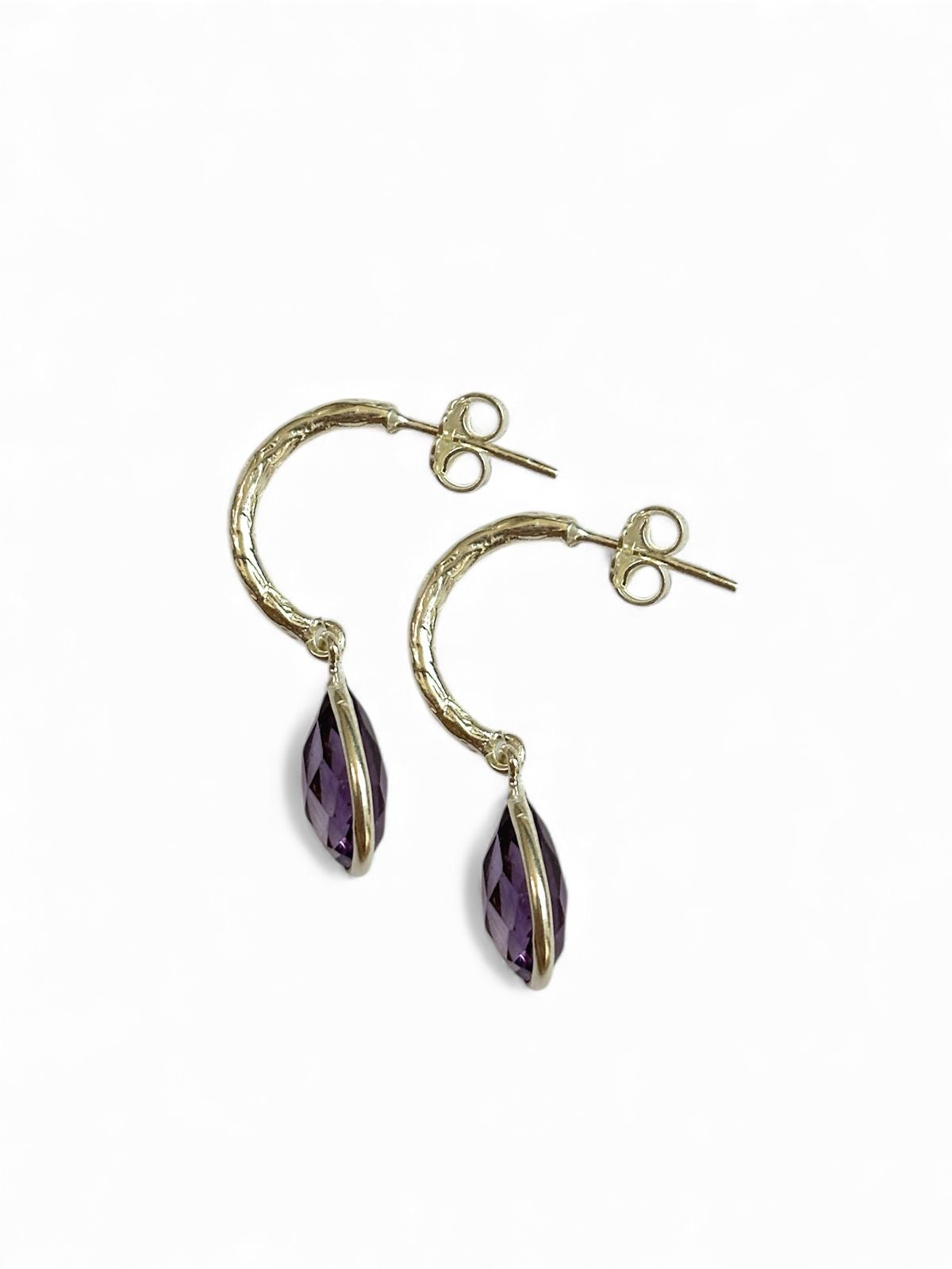 Lavender Drops - Amethyst Half Hoop Earrings | 925 Silver