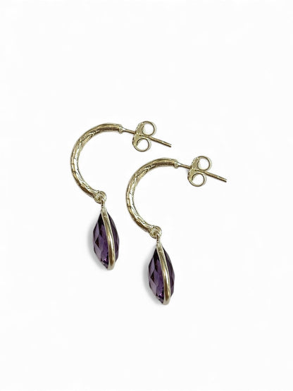 Lavender Drops - Amethyst Half Hoop Earrings | 925 Silver
