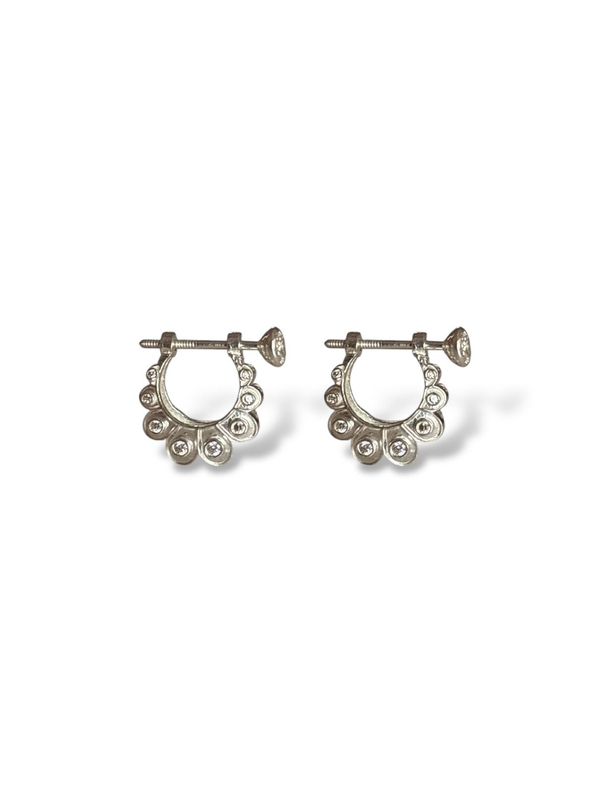 Luna Petal Hoops - CZ Hoop Earrings with Screw | 925 Silver