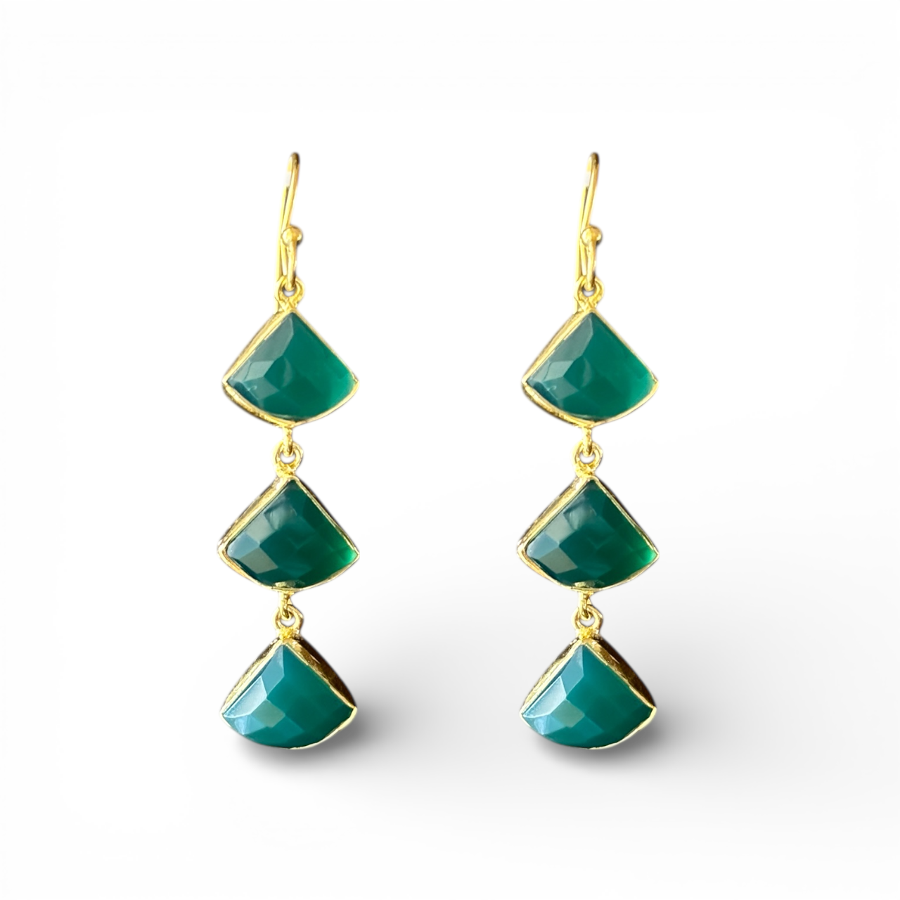 Forest Drops - Green Onyx Drop Earrings | 925 Silver
