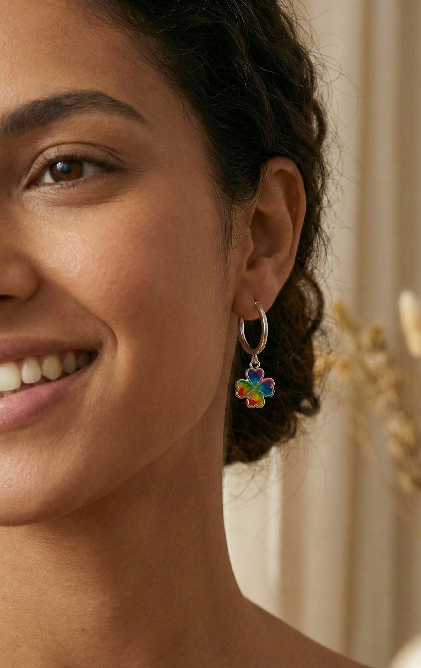 Clover Charm - Clover Hoop Earrings | 925 Silver