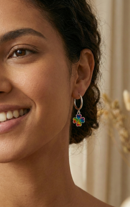Clover Charm - Clover Hoop Earrings | 925 Silver