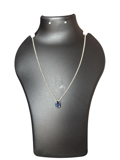 Midnight Muse - Blue Sapphire Teardrop Necklace | 925 Sterling Silver