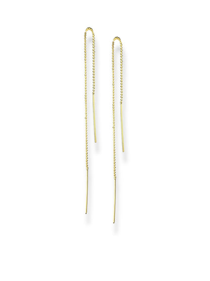 Golden Thread- Gold Plated Threader Chain Earrings | 
925 Silver