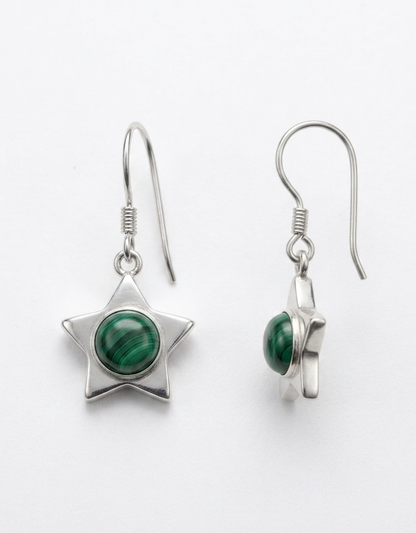 North Star — Malachite Star Drop Earrings | 925 Silver