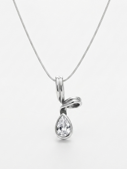 Silver Dewdrop — CZ Teardrop Pendant |  925 Silver