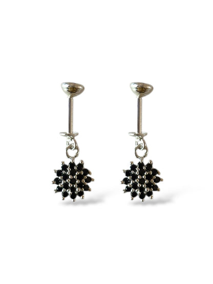 Noir bloom - Helix/Bugadi Earrings |925 Silver