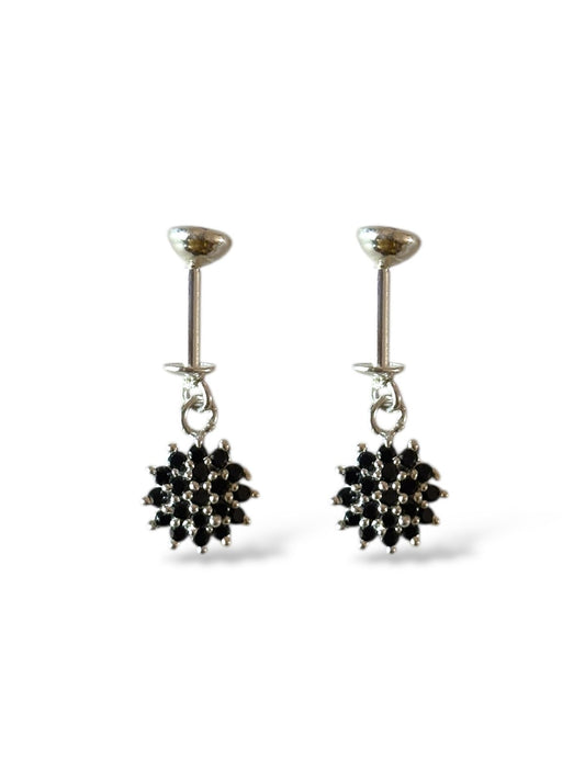 Noir bloom - Helix/Bugadi Earrings |925 Silver