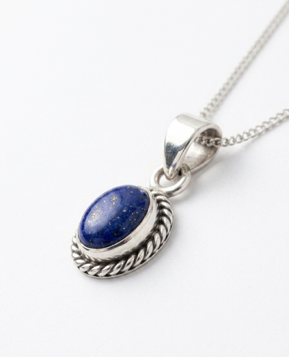 Celestial Lapis — Lapis Lazuli Oval Pendant |  925 Silver