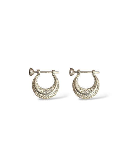 Crescent Hoops - CZ Hoop Earrings with Screw | 925 Silver