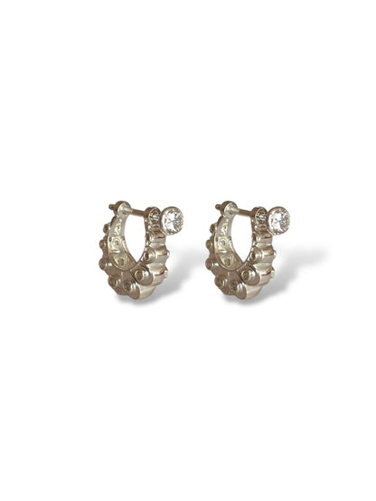 Luna Petal Hoops - CZ Hoop Earrings with Screw | 925 Silver