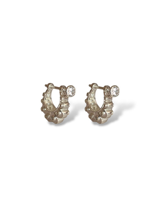 Luna Petal Hoops - CZ Hoop Earrings with Screw | 925 Silver