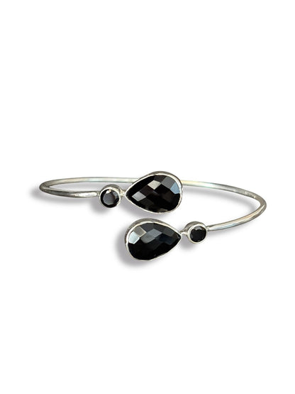 Eclipse Bangle - Two Stone Black Onyx Bangle | 925 Silver