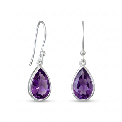 Orchid Drop — Amethyst Teardrop Dangle Earrings | 925 Silver