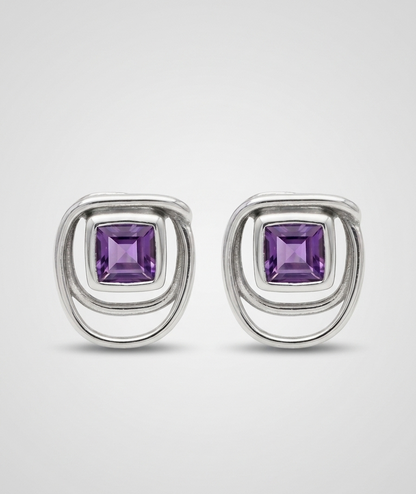 Lavender Lines — Amethyst Stud Earrings | 925 Silver