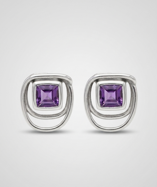 Lavender Lines — Amethyst Stud Earrings | 925 Silver