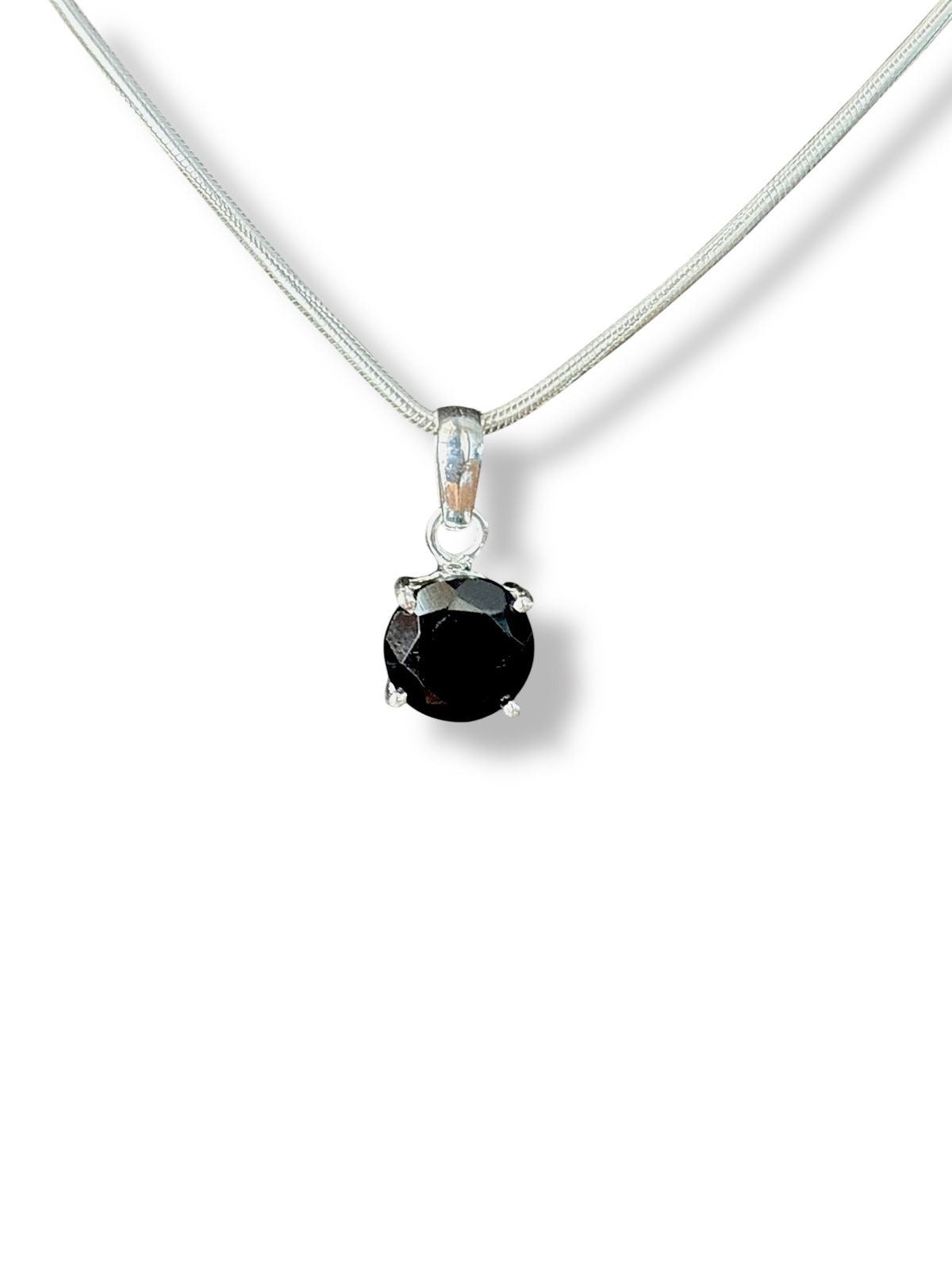 Midnight Elegance - Black Onyx Round Pendant | 925 Silver