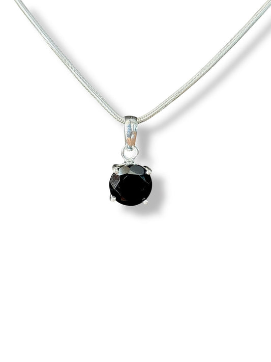 Midnight Elegance - Black Onyx Round Pendant | 925 Silver
