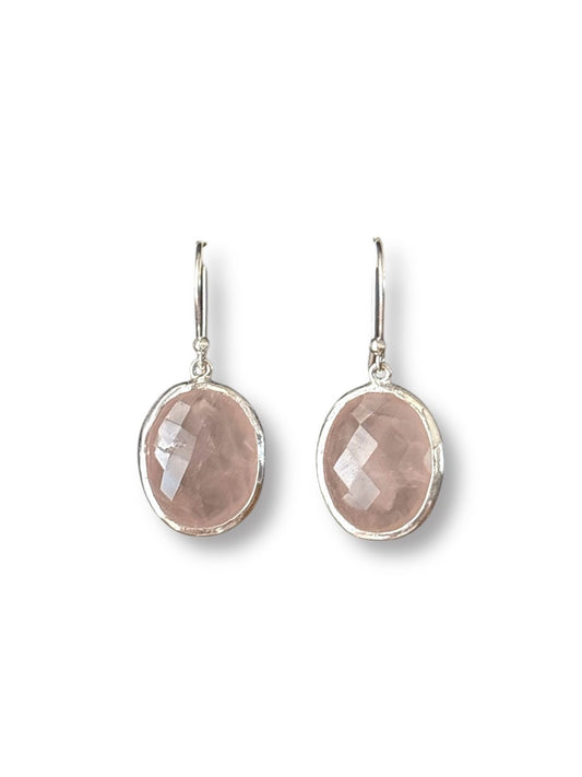Rose Glow - Rose Quartz Dangler Earrings | 925 Silver