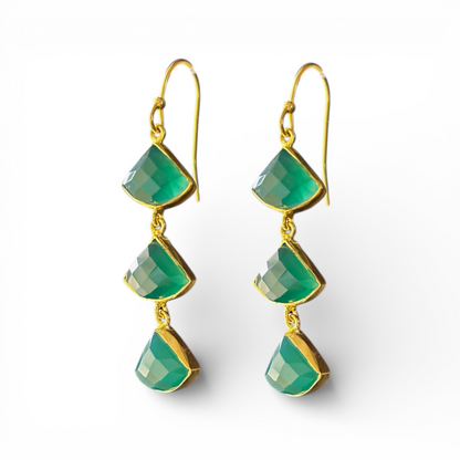 Forest Drops - Green Onyx Drop Earrings | 925 Silver