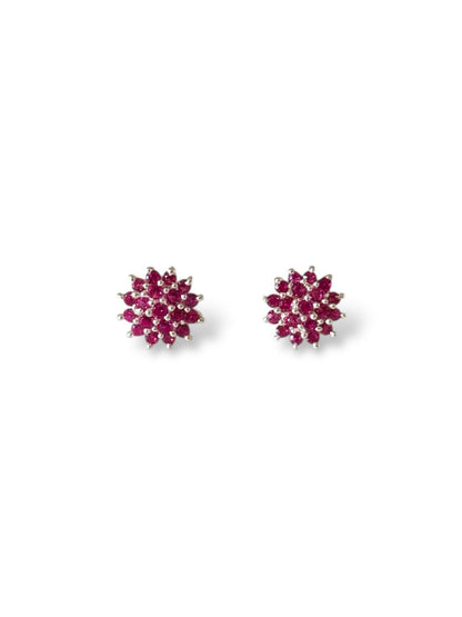 Dahlia Studs - Floral CZ Stud Earrings | 925 Silver