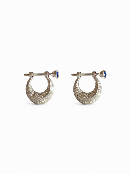 Crescent Hoops - CZ Hoop Earrings with Screw | 925 Silver