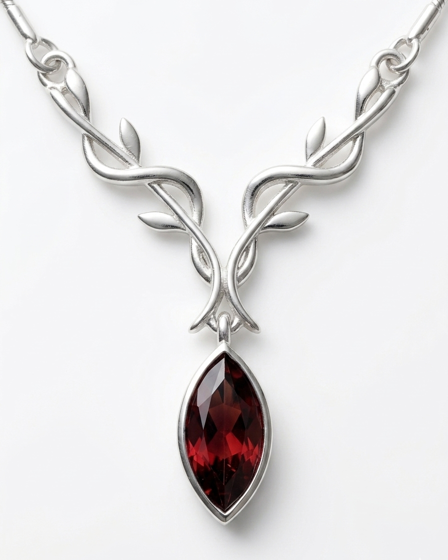 Wild Stag - Garnet Stag Necklace in 925 Silver