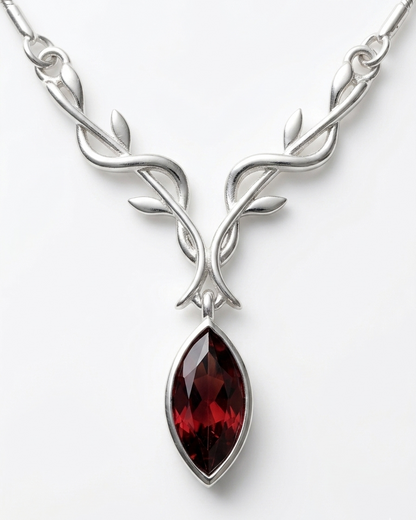 Wild Stag - Garnet Stag Necklace in 925 Silver