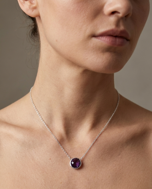 Violet Dew - Amethyst Gemstone Necklace | 925 Silver