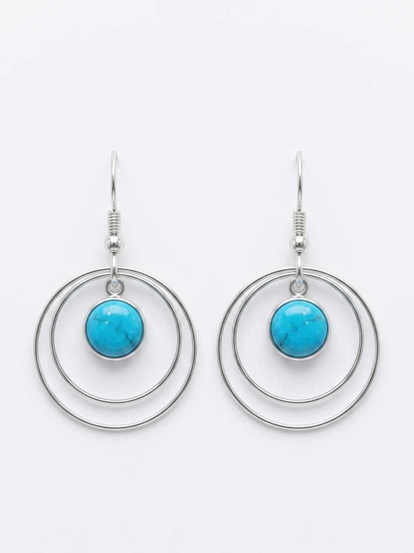 Turquoise Orbit — Turquoise Dangler Earrings | 925 Silver