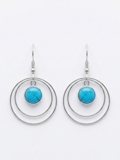 Turquoise Orbit — Turquoise Dangler Earrings | 925 Silver