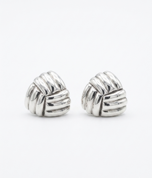 Trinity Lines — Sculptural Trinity Stud Earrings | 925 Silver